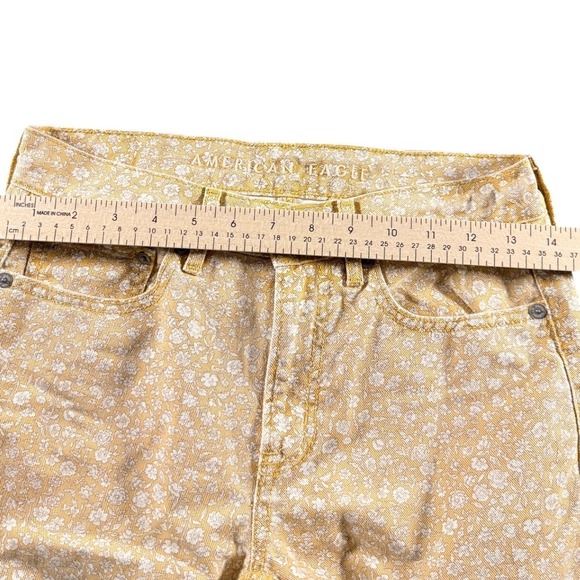 American Eagle Womens Size 00 Floral Print High Rise Straight Jeans Yellow - Picture 5 of 9